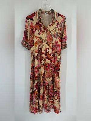 A‎ love a paisley print cream midi dress size medium thumbnail 2