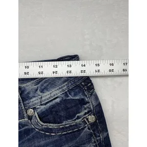 Miss Me Jeans Womens Size 27 boot cut blue Denim zippered rhinestone‎ Pockets thumbnail 3