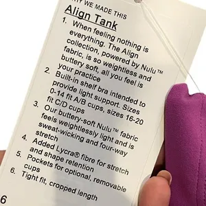 Lululemon Womens 6 Lululemon Align Tank Crop Top Vivid Plum‎ Purple Built In Bra thumbnail 3
