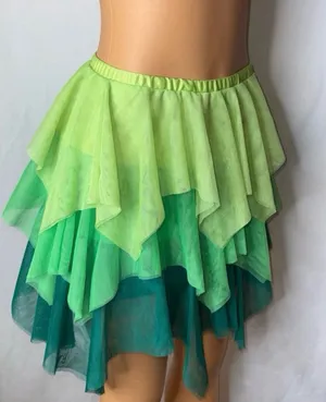 Green mesh layered skirt thumbnail 1