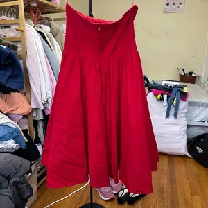 Reformation Buttercup‎ Dress Size 10 Red Fit and Flare Strapless Midi Formal thumbnail 6