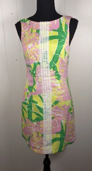 Lilly Pulitzer for Target Fan Dance Women's Size 2‎ Yellow Green Pink Summer EUC thumbnail 1