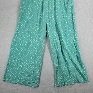 Angashion Womens Jumpsuit Large Green Polka Ruffles Strapless Smocked Wide Leg thumbnail 8