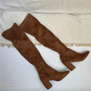 Steve Madden Women's Over the Knee Nifty Boots Brown Faux Suede Size 7M thumbnail 11