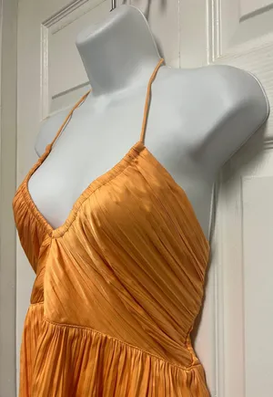 Old Navy Golden Aurora Shirred Satin Halter Top thumbnail 5