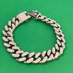 Titanium Steel Link Chain Bracelet for Men Women,CZ Cubic Zirconia Punk Hip Hop Bracelet thumbnail 2