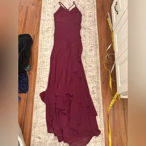 Lulus In Love Forever Plum Lace-Up High-Low Maxi Dress Size XS Bridesmaid Flowy thumbnail 3