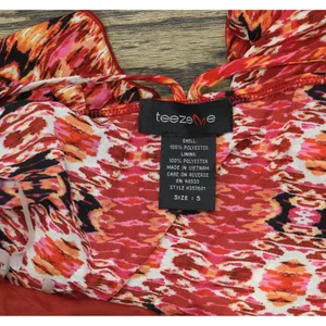 NWT Teeze Me Juniors Spaghetti Strap Tribal Bandeau Dress Fire Red Multi S thumbnail 5