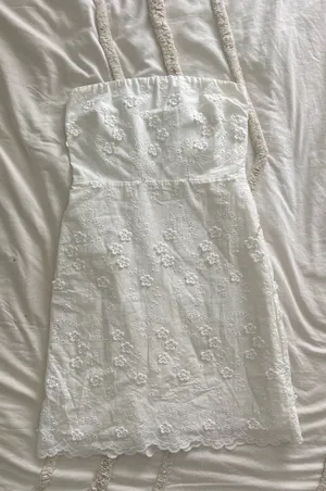 Altar'd State white cotton strapless mini dress thumbnail 1