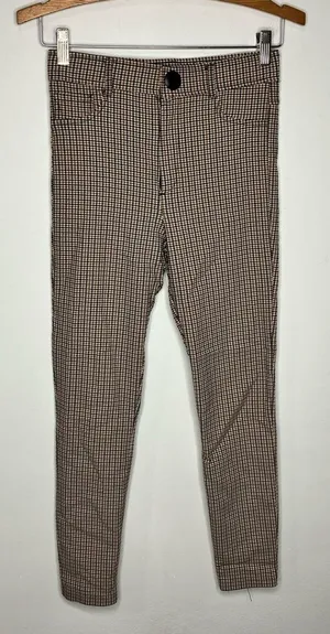 Zara plaid houndstooth pattern skinny‎ pants size medium thumbnail 1