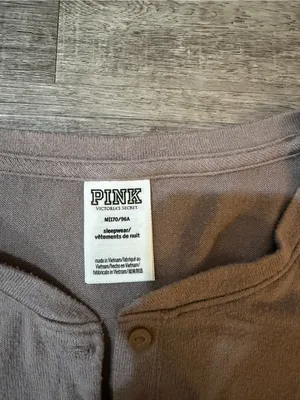 PINK Victoria’s Secret Cozy Long-Sleeve Sleep Shirt in Iced Coffee Brown thumbnail 4