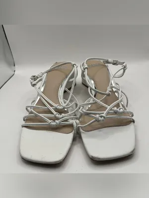 PAIGE Gianna Square Toe Strappy Block Heel Sandals size 7 white leather thumbnail 5