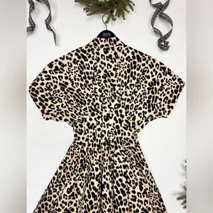 Exquise Anthropologie Cotton Blend Relaxed Leopard Tobie Shirt Dress Sz XS. P-46 thumbnail 8