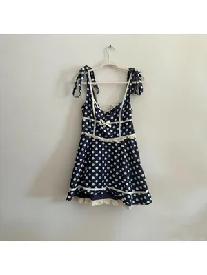 For Love and Lemons Dolly Denim Dot Mini Dress thumbnail 3