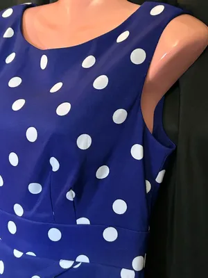Connected Apparel Women’s Blue & White Polka Dot Sleeveless Fit & Flare Dress 6 thumbnail 5