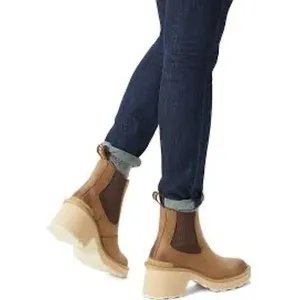 Sorel Hi-line‎ heel waterproof Chelsea boots tan leather women's size 10 trendy thumbnail 2