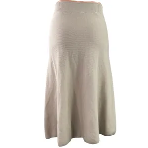 Uniqlo 3D Cotton Beige High Waist A Line Knit Pull On Flared Midi Skirt Size XS thumbnail 3