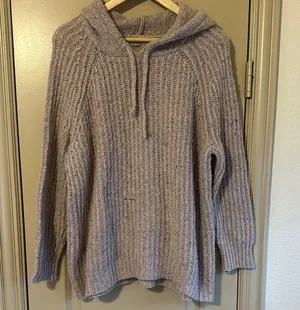 Aerie Hooded Knit Sweater Small Wool thumbnail 1