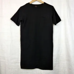 Quince Relaxed T-Shirt Dress Womens S Black Organic Cotton Pocket Casual thumbnail 5