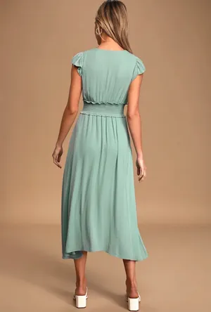 Ever New Melbourne Lulus Green Button Up Midi Dress thumbnail 2