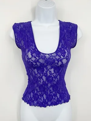 American Vintage Vintage Y2K Purple Lace Sheer Shirt Size Small V Neck Whimsical Fairycore thumbnail 1