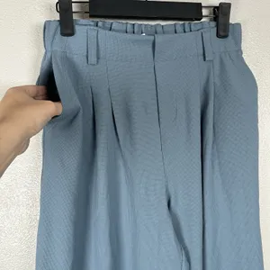 NEW Halara Flex High Waisted Pocket Wide Leg Waffle Work Trousers Pants XS Blue thumbnail 2