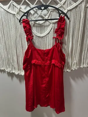 wild fable Red Satin Ruffle-Trim Chemise thumbnail 2