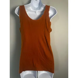 J.Crew Womens Ruffle Front Tank Top‎ Burnt Orange Rust Cotton Y2K Scoop Neck S thumbnail 5