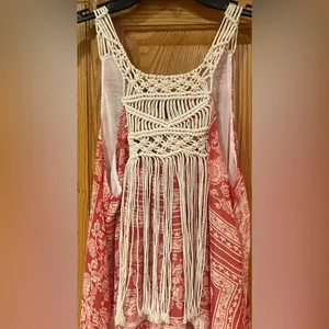 ZARA Macrame Bohemian Festival Lightweight Lined‎ Maxi Dress Size Medium / Large thumbnail 9