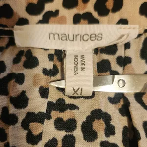 Maurices Leopard Print Blouse Button Front V-Neck Animal Print Top XL thumbnail 3