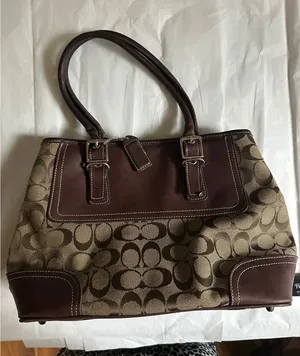 VTG Y2K Coach Signature C Canvas Leather Tote Bag Brown Tan 6366 thumbnail 1