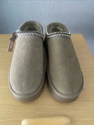 Cushionare Kabuki Cozy Platform Suede shearling slippers NWT 9 thumbnail 8