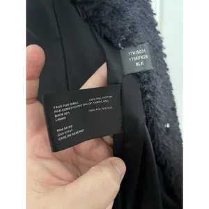 Kenneth Cole New York faux fur Teddy coat snaps closure size M Black thumbnail 9