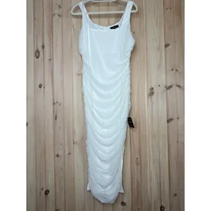 NWT Lulus V.I.P. Treatment White Mesh Ruched Bodycon Midi Dress Party Sexy XL thumbnail 2
