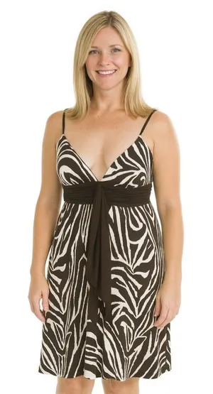 APNY Brown White Zebra Striped Mini Dress Medium thumbnail 1