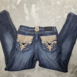 Grace in LA Womens Size 7M Easy Fit Denim Jeans BLue Size 7M Embroidered Jeweled thumbnail 2