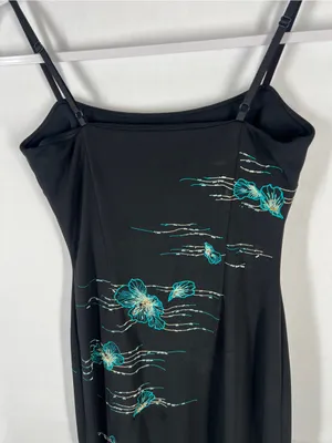 Vintage‎ BCBGMAXAZRIA Black Beaded Floral Embroidered Slip Dress Women’s Size 6 thumbnail 10