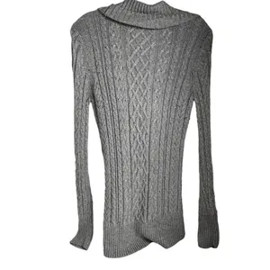 White House Black‎ Market Silver Gray Cable Knit Cowl Neck Sweater Size S thumbnail 9