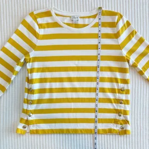 J. Crew Classic Striped Fisherman Long Sleeve Tee with Gold Buttons thumbnail 4