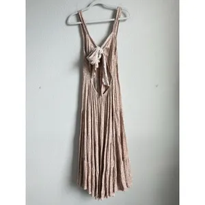 Dress Forum Los Angeles Neutral Pink Floral Tiered Boho Maxi Dress Large Cottage thumbnail 4