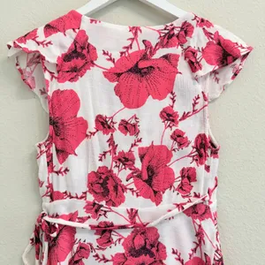 Free People French Quarter Wrap Mini Dress Cream Combo XS Floral Ruffle thumbnail 8