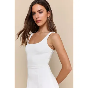 Lulus Always Admired White Sleeveless Mini Dress Ponte Stretch Knit XL NWT thumbnail 4