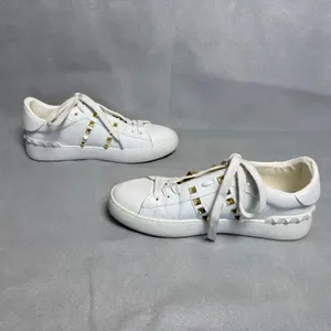 Valentino Garavani Rockstud Untitled White Leather Sneakers Gold Studs 39 thumbnail 5
