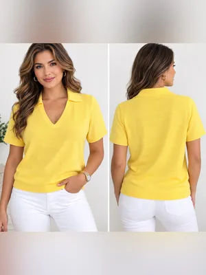 Banana Republic NWT Yellow Cotton Short Sleeve Polo Sweater XL thumbnail 2