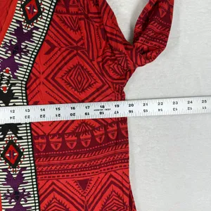 Soft Surroundings Red Geometric Tribal Print V-Neck Tunic Top 2BU47 Womens Large thumbnail 3