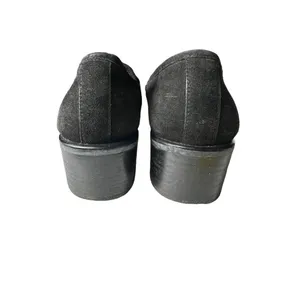 Stuart Weitzman Size‎ 8 Black Suede Perforated Beaded Chunky Heel Loafer #S87-8 thumbnail 3