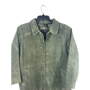 Centigrade Suede Leather Coat Jacket 2X Petite Genuine Washable Olive Green NWT thumbnail 3