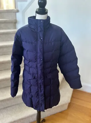 L.L.Bean Navy Down Fill Thigh Length Puffer Jacket thumbnail 1