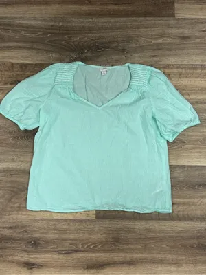 J. Crew Pinstripe Green White Blouse Top Women’s Medium thumbnail 2