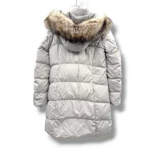 Eddie Bauer Lodge Cascadian Down Parka Womens Small Gray Fur Trim Hood‎ Coat thumbnail 2